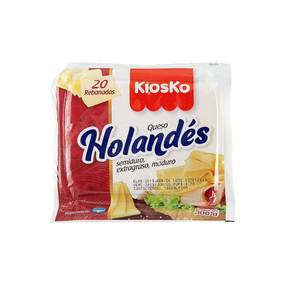 QUESO HOLANDÉS REBANADO KIOSKO 300 G