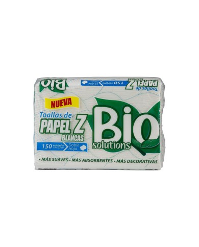 TOALLAS DE PAPEL EN Z BLANCA BIO SOLUTIONS (23 CM X 23 CM) (X 150)