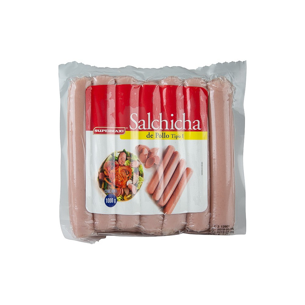 SALCHICHA POLLO TIPO I SUPERMAXI 1 KG (X 20)