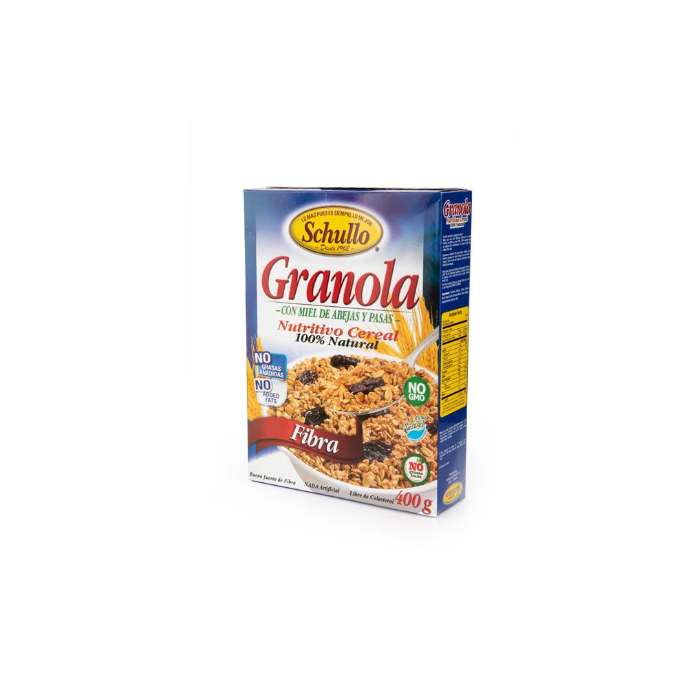 GRANOLA FIBRA MIEL DE ABEJAS Y PASAS SCHULLO 400 G