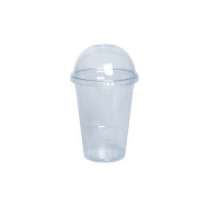 VASO PLASTICO 12 OZ CON TAPA DOMO X 100 UND