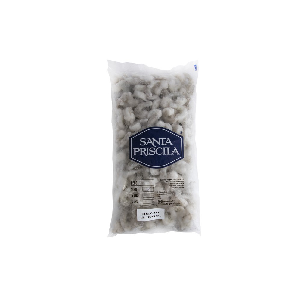 CAMARON SIN CASCARA DESVENADO CONGELADO (TALLA 36/40) SANTA PRISCILA 2KG