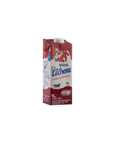 LECHE SEMIDESCREMADA TETRAPACK LA LECHERA 1 LT