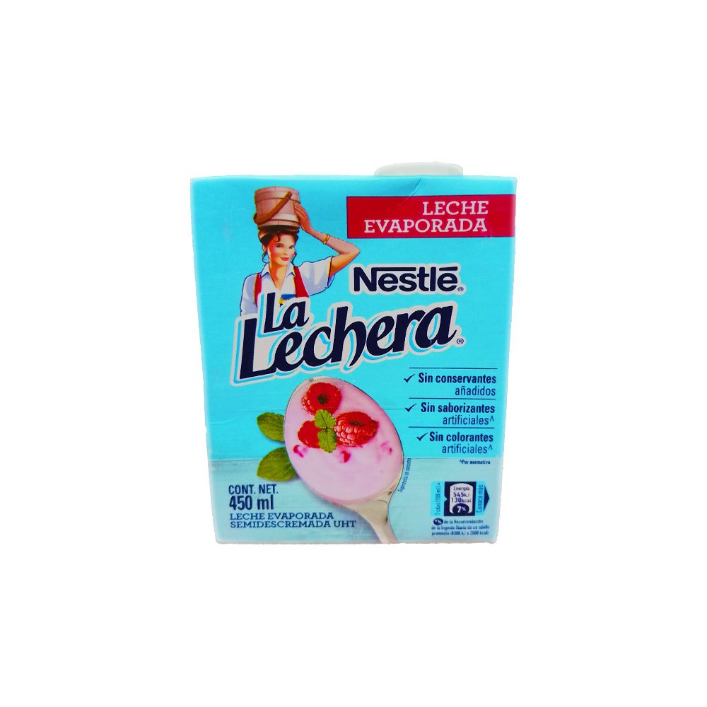 LECHE EVAPORADA SEMIDESCREMADA LA LECHERA TETRAPACK 450 ML