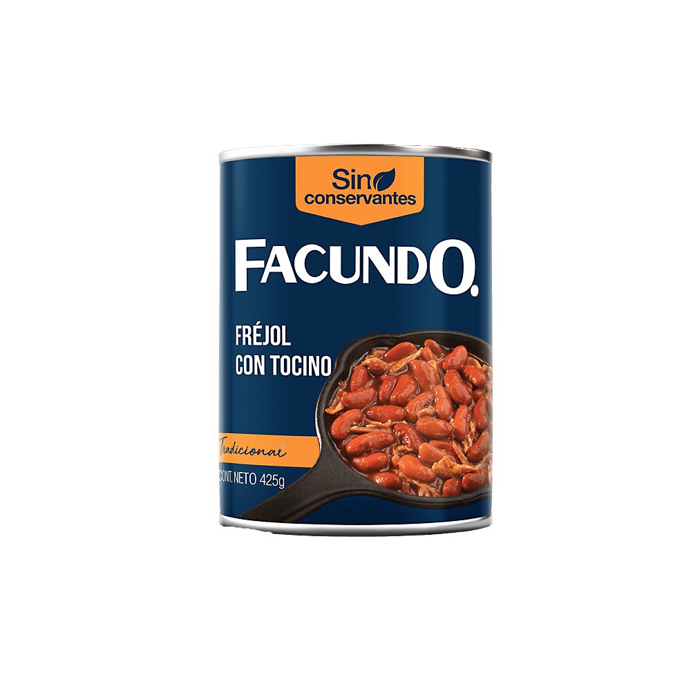 FREJOL CON TOCINO FACUNDO LATA 425 G