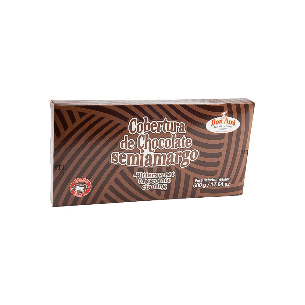 COBERTURA CHOCOLATE NEGRO SEMIAMARGO BON AMI 500 G