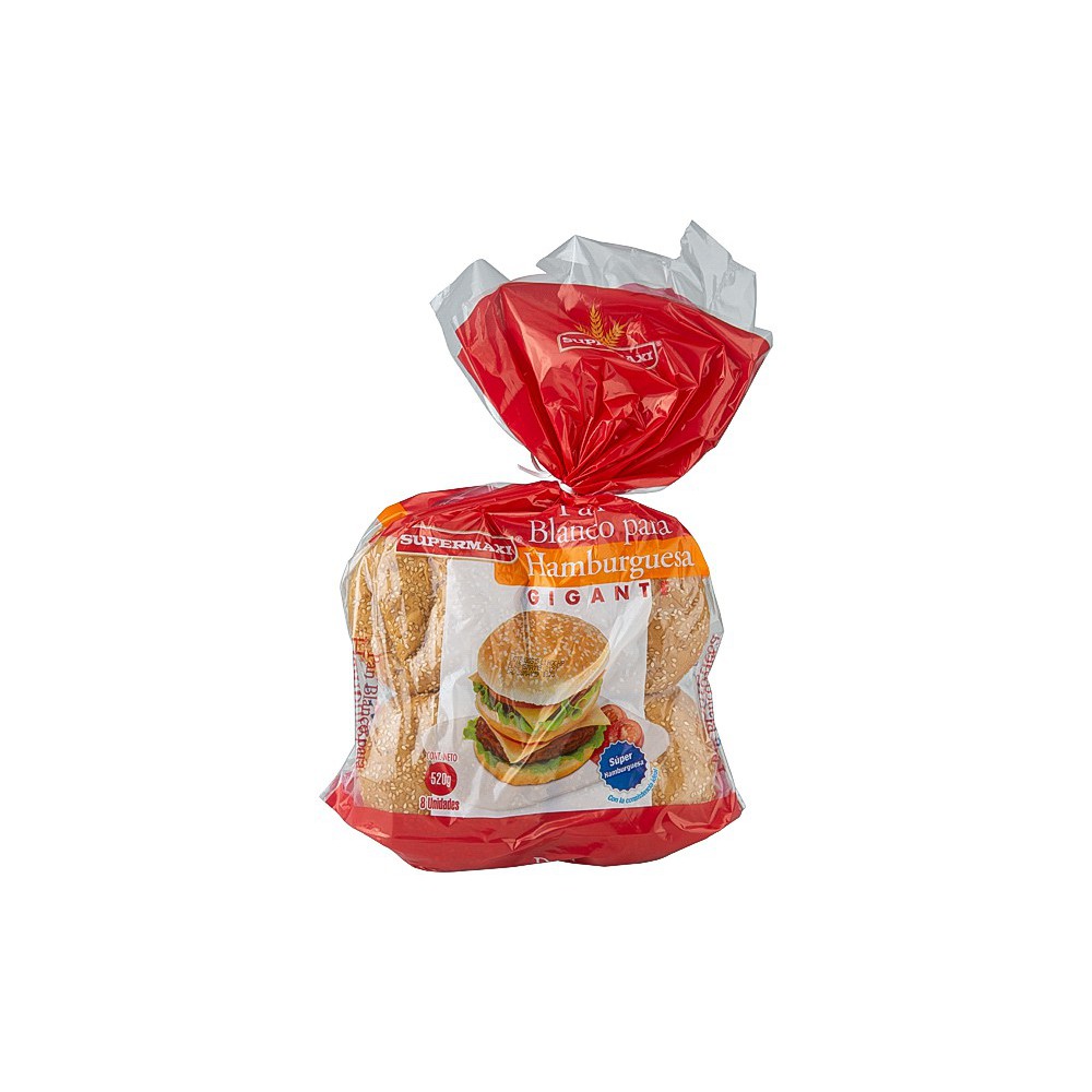 PAN BLANCO HAMBURGUESA GIGANTE SUPERMAXI 520 G