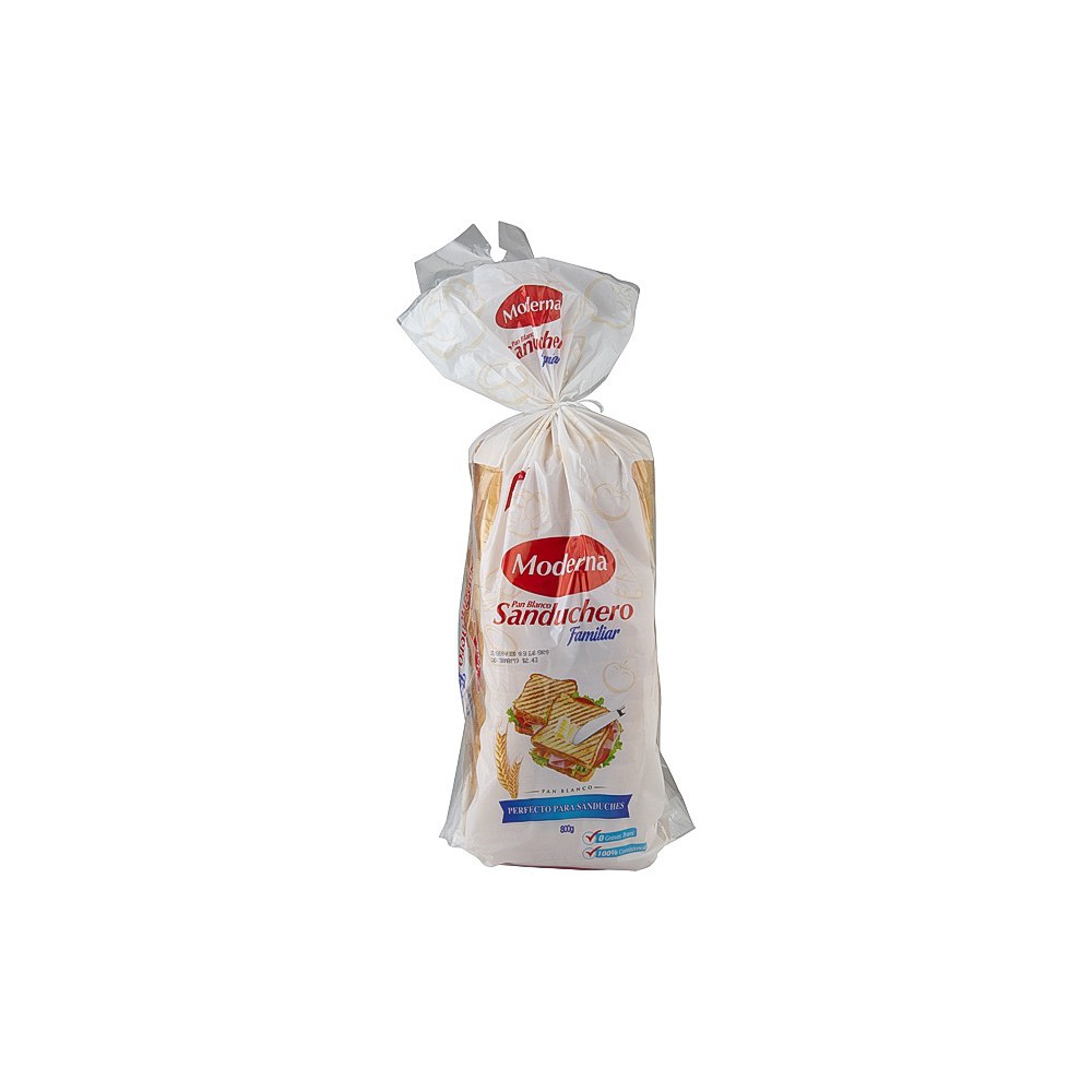 PAN BLANCO SANDUCHERO FAMILIAR MODERNA 800 G