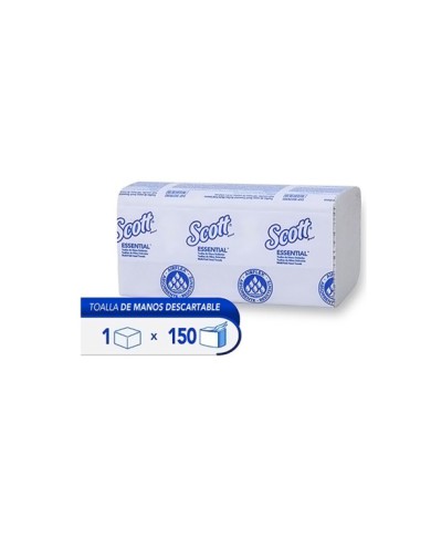 PAPEL TOALLA DE MANOS HOJA SENCILLA INTERFOLIADA SCOTT ESSENTIAL X 150 (30228392)