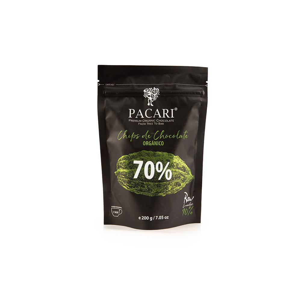 GOTAS DE CHOCOLATE ORGÁNICO 70 % PACARI 200 G