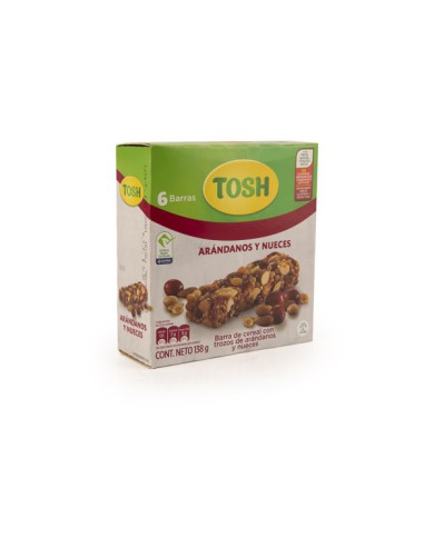 BARRA DE CEREAL ARANDANOS Y NUECES TOSH (6 X 23 G)