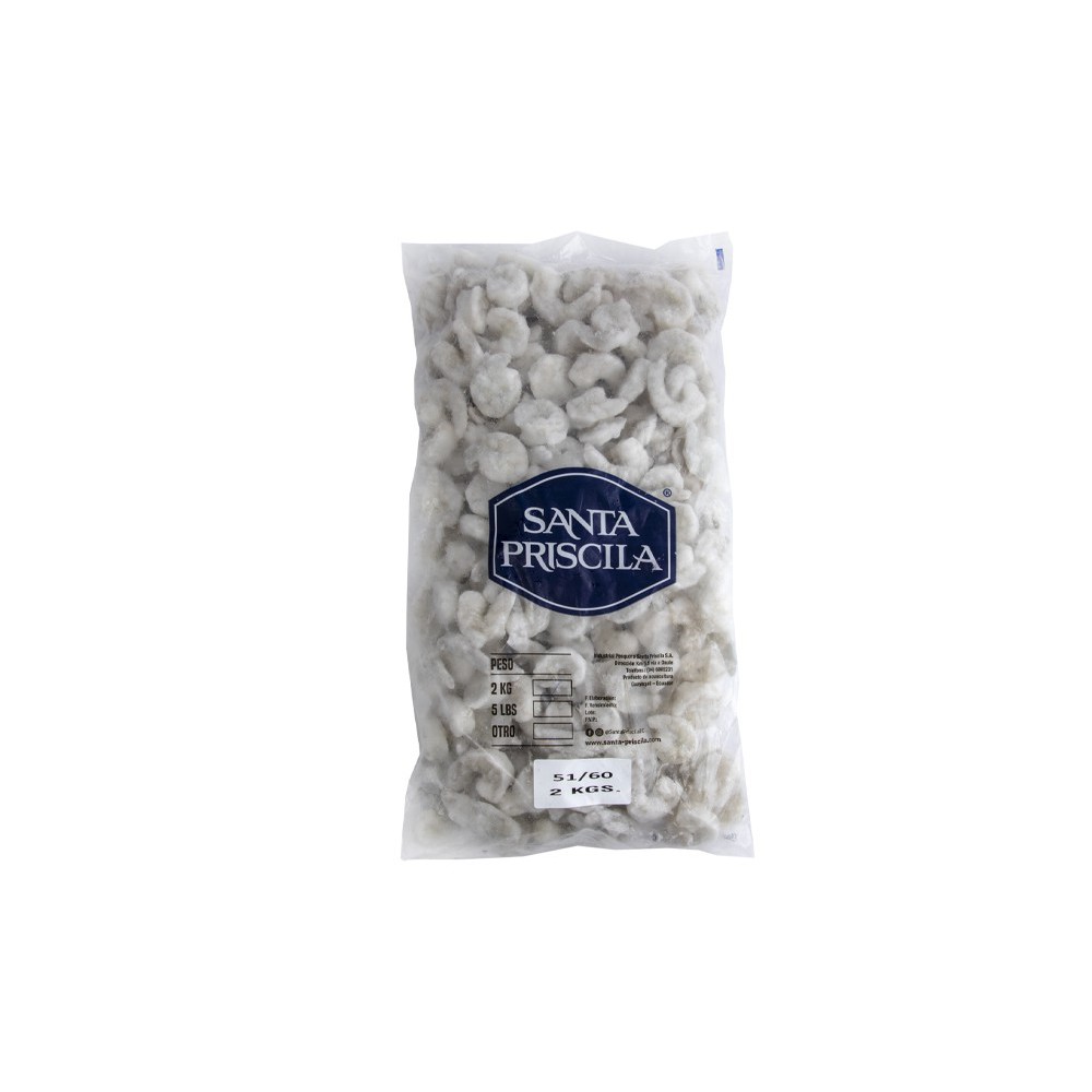 CAMARON SIN CASCARA DESVENADO CONGELADO (TALLA 51/60) SANTA PRISCILA 2 KG