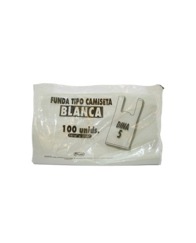 FUNDA TIPO CAMISETA BLANCA PLASTLIT 100 UND