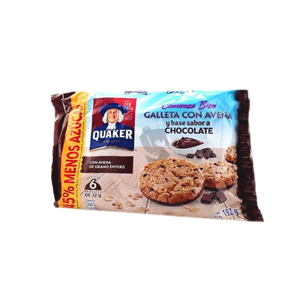 GALLETA DE AVENA CHOCOLATE QUAKER 192 G (6 X 32 G)