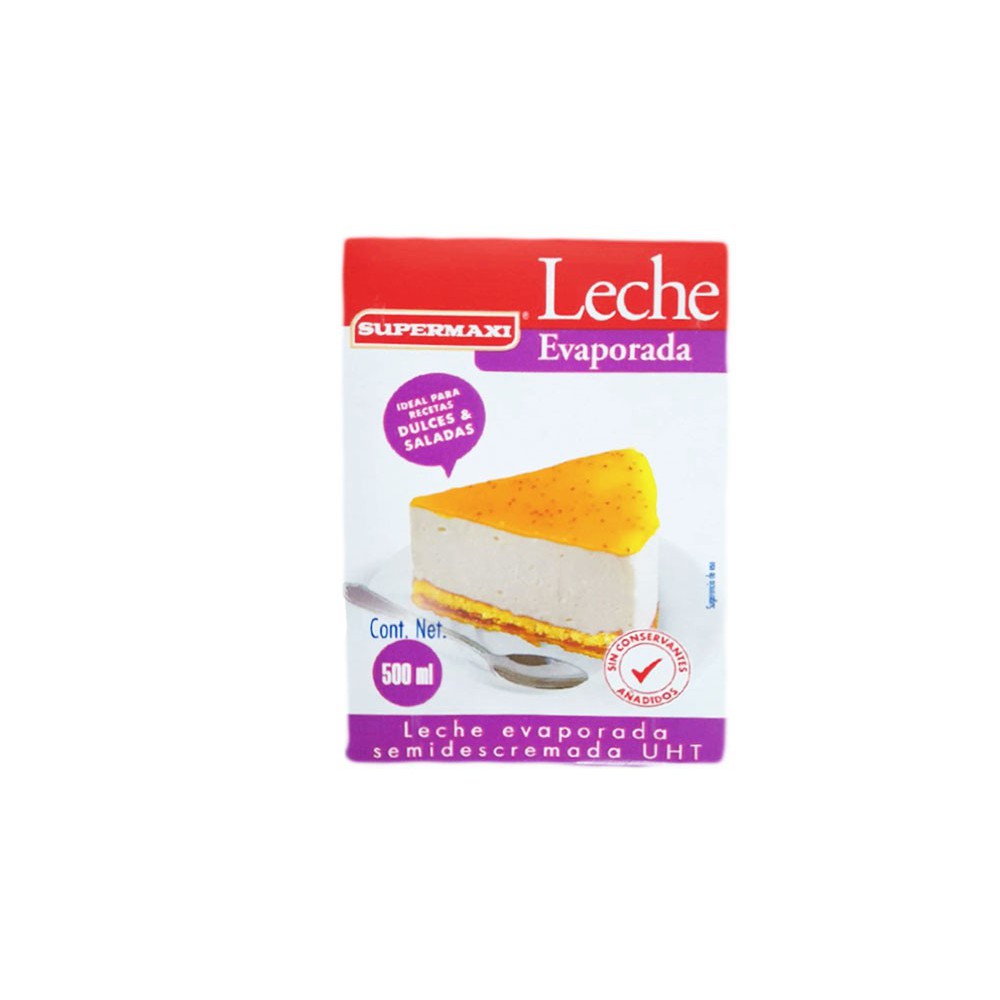 LECHE EVAPORADA SEMIDESCREMADA SUPERMAXI TETRAPACK 500 ML