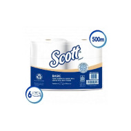 PAPEL HIGIENICO HOJA SENCILLA ROLLO JUMBO SCOTT BASIC CAJA (6 X 500 MTS) (30241407)