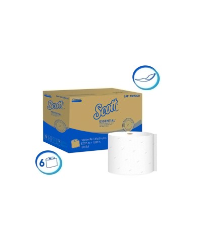 PAPEL TOALLA DE MANOS HOJA SENCILLA ROLLO SCOTT ESSENTIAL CAJA (6 X 305 MTS) (30229431)