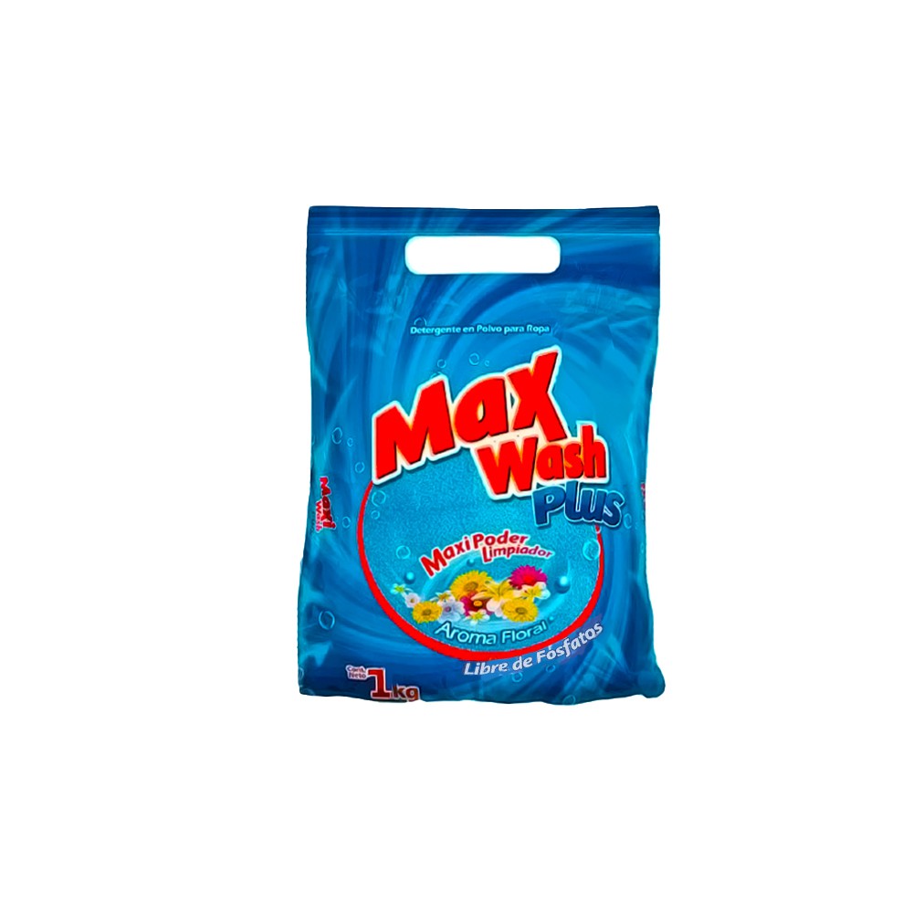 DETERGENTE EN POLVO FLORAL MAX WASH PLUS 1 KG