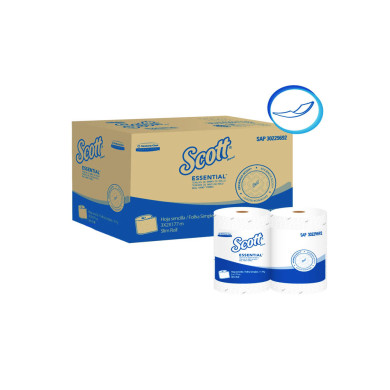 PAPEL TOALLA DE MANOS HOJA SENCILLA ROLLO SCOTT ESSENTIAL PACK (2 X 177 MTS) (30229692)