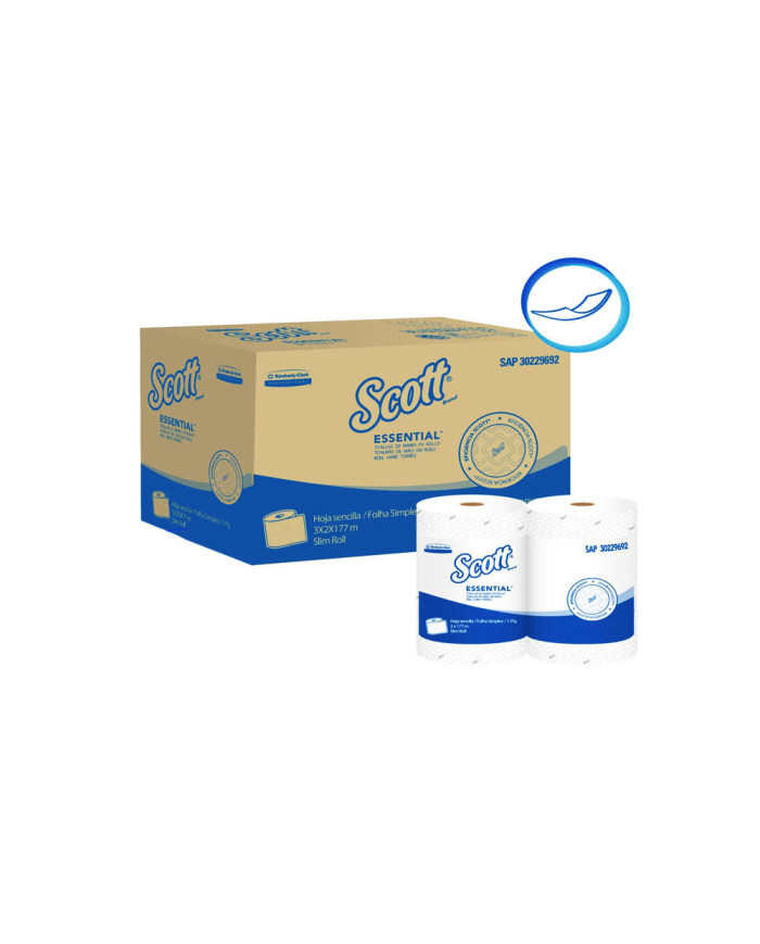 PAPEL TOALLA DE MANOS HOJA SENCILLA ROLLO SCOTT ESSENTIAL PACK (2 X 177 MTS) (30229692)