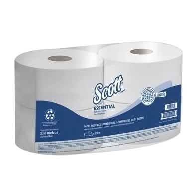 PAPEL HIGIENICO DOBLE HOJA ROLLO JUMBO SCOTT ESSENTIAL CAJA (4 X 250 MTS) (30245194)