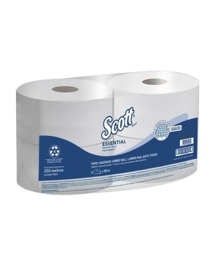 PAPEL HIGIENICO DOBLE HOJA ROLLO JUMBO SCOTT ESSENTIAL CAJA (4 X 250 MTS) (30245194)