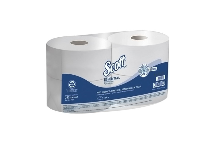 PAPEL HIGIENICO DOBLE HOJA ROLLO JUMBO SCOTT ESSENTIAL CAJA (4 X 250 MTS) (30245194)