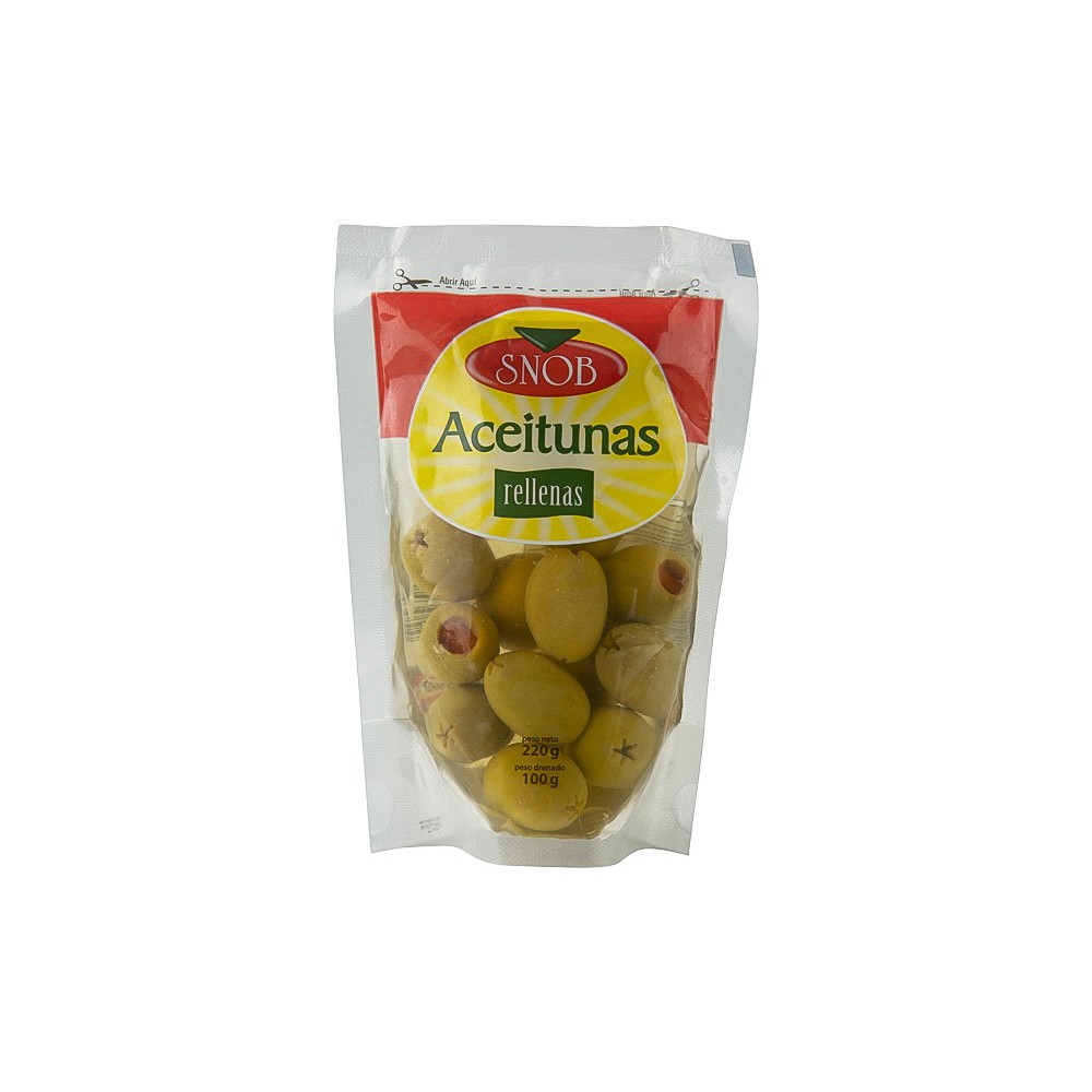 ACEITUNAS VERDES RELLENAS SNOB 220 G