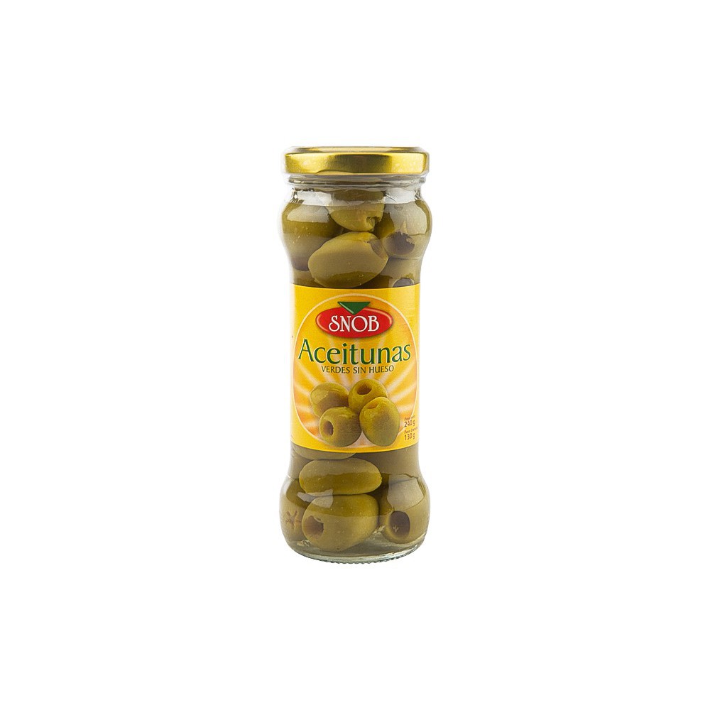 ACEITUNAS VERDES SIN HUESO SNOB 240 G